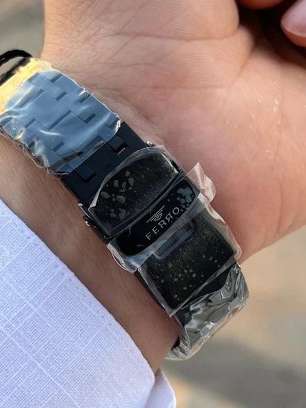 Ferro Çelik Kordon Takvimli Kadran 30 Mt Suya Dayanıklı Erkek Kol Saati EFM40122-BG - Resim 6