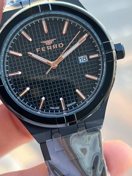 Ferro Çelik Kordon Takvimli Kadran 30 Mt Suya Dayanıklı Erkek Kol Saati EFM40122-BG - Resim 5