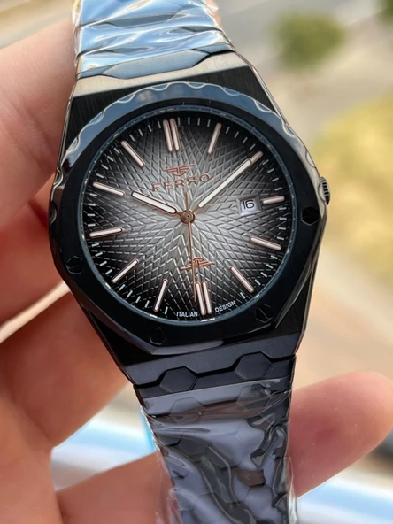 Ferro Çelik Kordon Takvimli Kadran 30 Mt Suya Dayanıklı Erkek Kol Saati EFM40133-BG - Resim 5