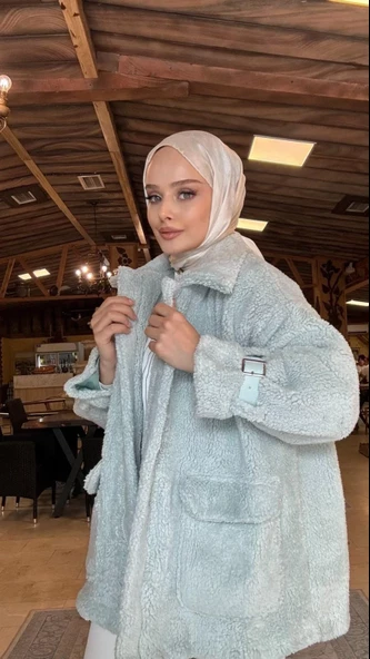 MNT001 Peluş Fermuarlı Mont - 7