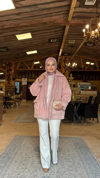 MNT001 Peluş Fermuarlı Mont - 9