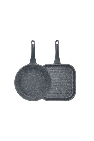 Thermoad 2'Li Frapan Tava Seti (28 Cm Grill, 26Cm) Gri - 3