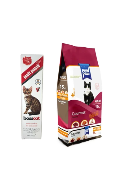 Paw Paw Balıklı Yetişkin Kedi Maması 15 kg + Tüy Önleyici Malt