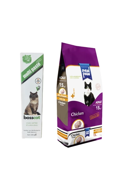 Paw Paw Tavuklu Yetişkin Kedi Maması 15 kg + Vitamin Malt