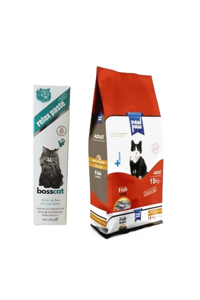 Paw Paw Balıklı Yetişkin Kedi Maması 15 kg + Relax Malt