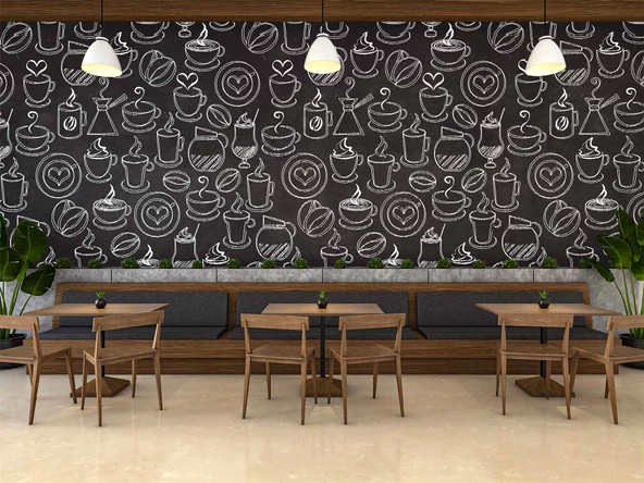Kahve Temalı Cafe Duvar Kağıdı Baskı - Resim 4