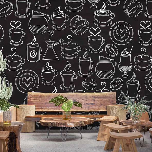 Kahve Temalı Cafe Duvar Kağıdı Baskı ürün görseli