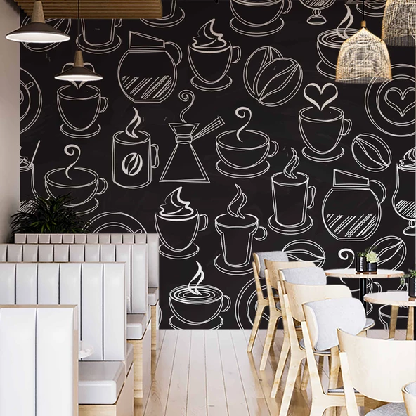 Kahve Temalı Cafe Duvar Kağıdı Baskı - Resim 2