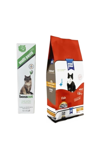 Paw Paw Balıklı Yetişkin Kedi Maması 15 kg + Multi Vitaimin  Malt