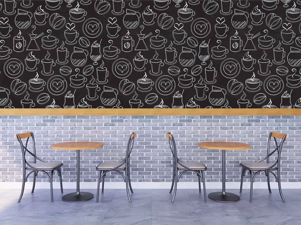 Kahve Temalı Cafe Duvar Kağıdı Baskı - Resim 3