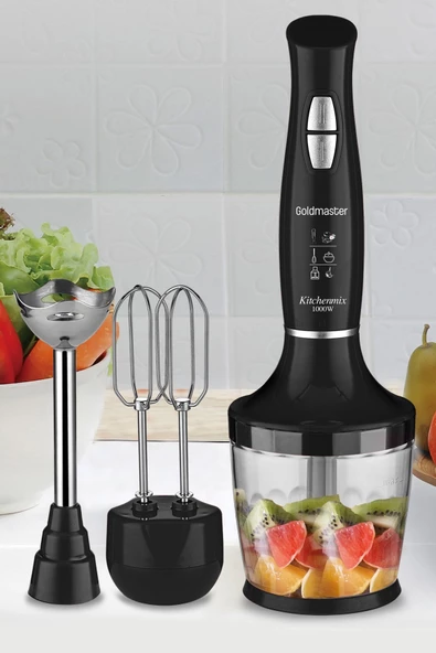 GOLDMASTER  Kitchenmix 1000w Güçlü Motor Turbo Hız Ayarlı 3 In 1 Blender Set Siyah - 3