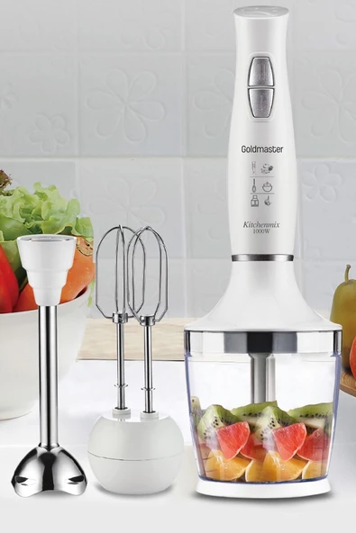 GOLDMASTER  Kitchenmix 1000w Güçlü Motor Turbo Hız Ayarlı 3 In 1 Blender Set Beyaz - 2