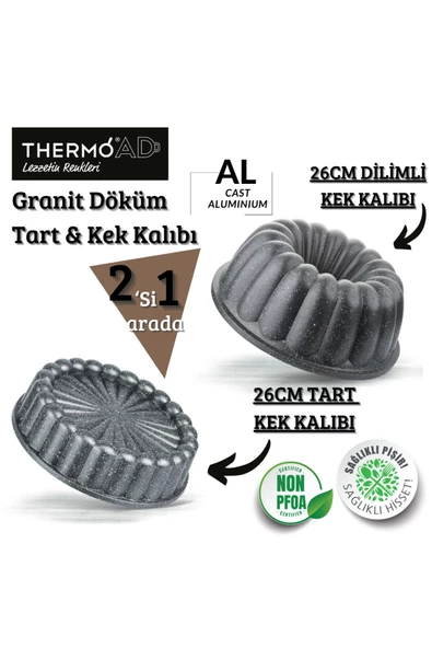 ThermoAD 2'Li Dilimli ve Tart Kek Kalıbı 26 Cm