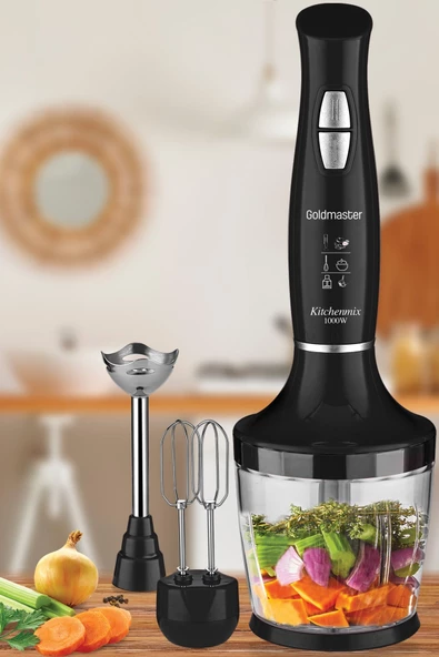 GOLDMASTER  Kitchenmix 1000w Güçlü Motor Turbo Hız Ayarlı 3 In 1 Blender Set Siyah - 6