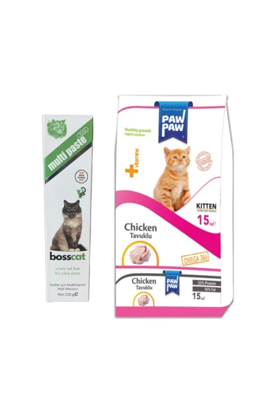 Paw Paw Yavru Kedi Maması 15 kg + Vitaminli Malt