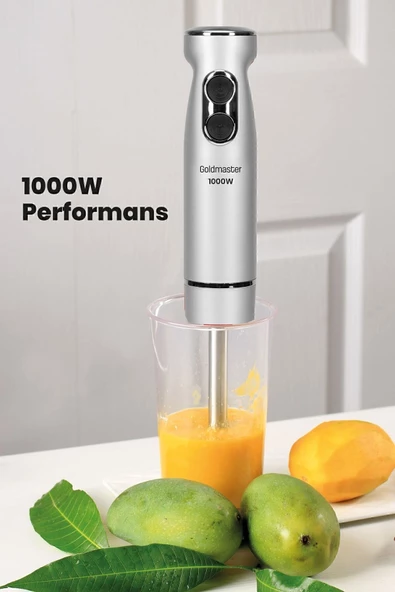GOLDMASTER  Maximix Silver 1000 Watt 4 Bıçaklı Paslanmaz Çelik Turbo Hız Ayarlı El Blender - 6