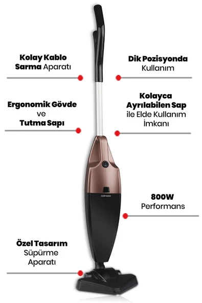Goldmaster GM-7565G Vakum Dik Elektrikli Süpürge - Gold renk - 2