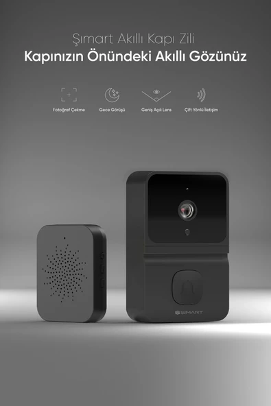 Şımart Akıllı Kapı Zili Wi-fi Kontrollü, Gece Görüş, Ses Gönderme Ve Alma - 2