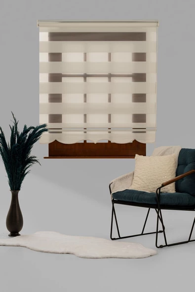 Blind-X Beyaz Geniş Plise Stor Zebra Perde Balkon Perdesi, Oturma Odası Perdesi Alüminyum Dayanıklı Kasa - 2