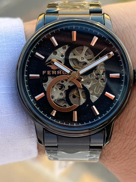 Ferro 2 Yıl Garantili Otomatik Mekanizma 3 Atm Su Geçirmez Çelik Kordon Erkek Kol Saati EFM.31399-G - 4