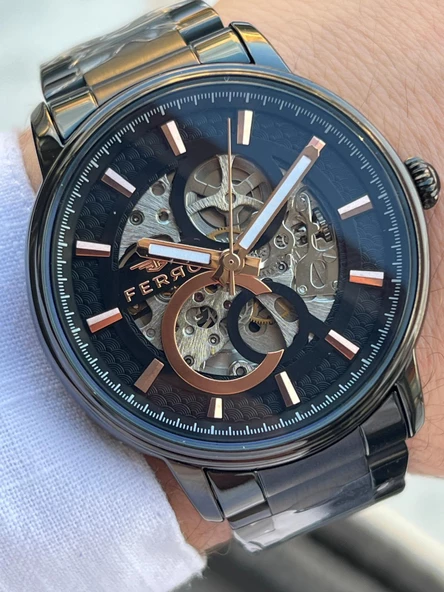 Ferro 2 Yıl Garantili Otomatik Mekanizma 3 Atm Su Geçirmez Çelik Kordon Erkek Kol Saati EFM.31399-G - 2