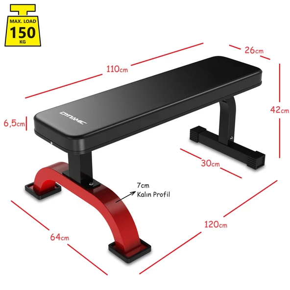 Dynamic S212 Flat Bench Düz Sehpa Ağırlık Sehpası Kalın Profil - Ev Tipi/yarı Profesyonel - 2