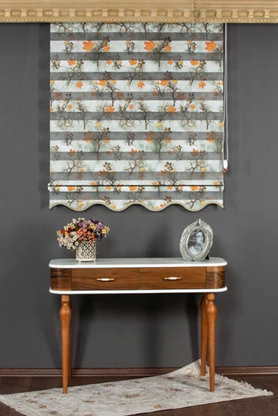 Blind-X Yaprak Baskılı Desenli Stor Zebra Perde Çocuk Odası Perdesi ve Mutfak Perdesi Dayanıklı Alüminyum Kasa