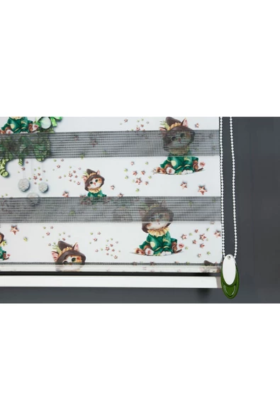 Blind-X Kedi Baskılı Desenli Stor Zebra Perde Çocuk Odası Perdesi ve Mutfak Perdesi Dayanıklı Alüminyum Kasa - Resim 3