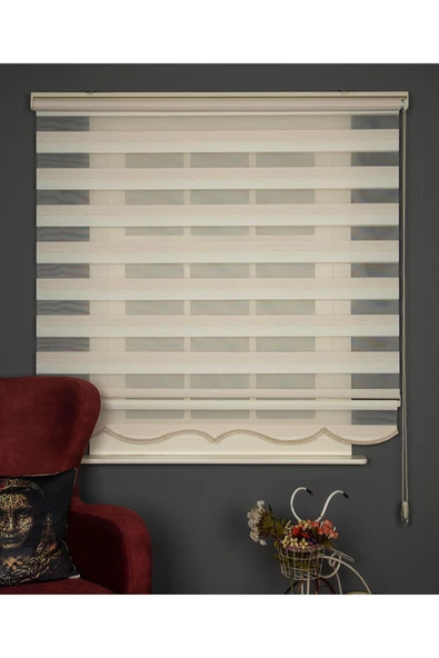 Blind-X Sarı Simli Stor Zebra Perde Oturma Odası Perdesi, Mutfak Perdesi Alüminyum Dayanıklı Kasa)