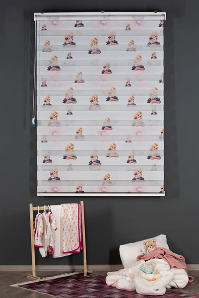 Blind-X Kız Çocuk Baskılı Desenli Stor Zebra Perde Çocuk Odası Perdesi ve Mutfak Perdesi Dayanıklı Alüminyum Kasa - 2
