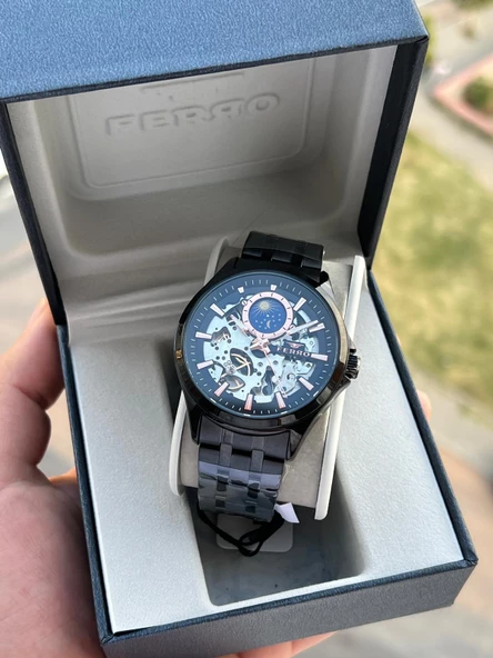 Ferro 2 Yıl Garantili Otomatik Mekanizma 3 Atm Su Geçirmez Çelik Kordon Erkek Kol Saati EXM.40111-G ürün görseli