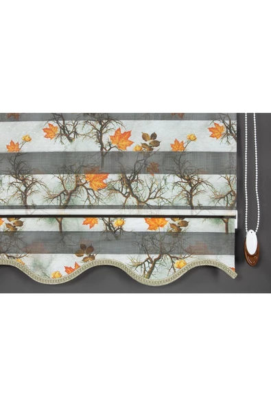 Blind-X Yaprak Baskılı Desenli Stor Zebra Perde Çocuk Odası Perdesi ve Mutfak Perdesi Dayanıklı Alüminyum Kasa - 3