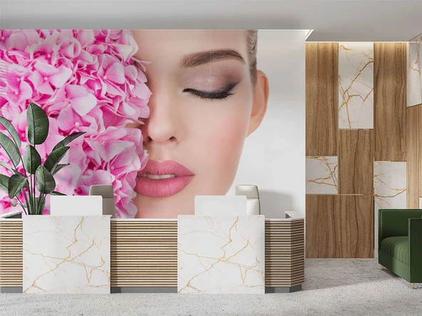 Makyaj Temalı Kadın Kuaför Duvar Kağıdı Baskı - Resim 3