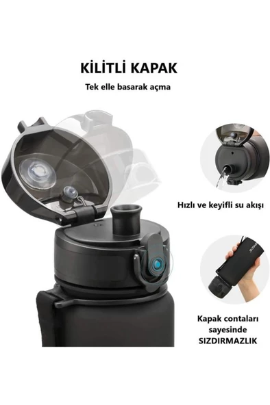 Uzspace Tritan Su Matarası 1000Ml VGN3038-7 Petrol Mavisi - 4