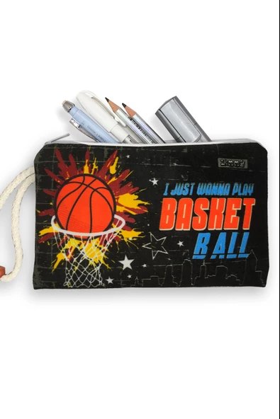 Basketbol Topu Desenli Kalem Kutusu Yıkanabilir Bez Kalemlik - 2