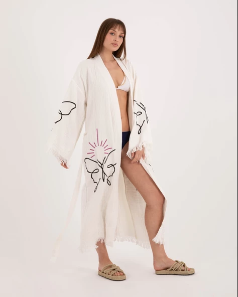 Bornoz ,Plaj Kıyafeti,Kimono , Kaftan ,Sabahlık & kelebek Zerafeti - 4