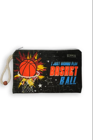 Basketbol Topu Desenli Kalem Kutusu Yıkanabilir Bez Kalemlik - 4
