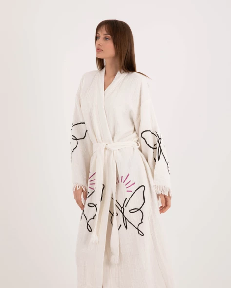 Bornoz ,Plaj Kıyafeti,Kimono , Kaftan ,Sabahlık & kelebek Zerafeti - 3