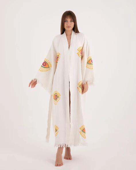 Bornoz ,Plaj Kıyafeti,Kimono , Kaftan ,Sabahlık &   Krizantem Nazar Göz - 2