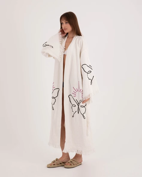 Bornoz ,Plaj Kıyafeti,Kimono , Kaftan ,Sabahlık & kelebek Zerafeti - 2