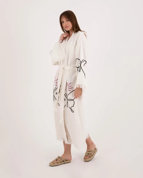 Bornoz ,Plaj Kıyafeti,Kimono , Kaftan ,Sabahlık & kelebek Zerafeti - 6