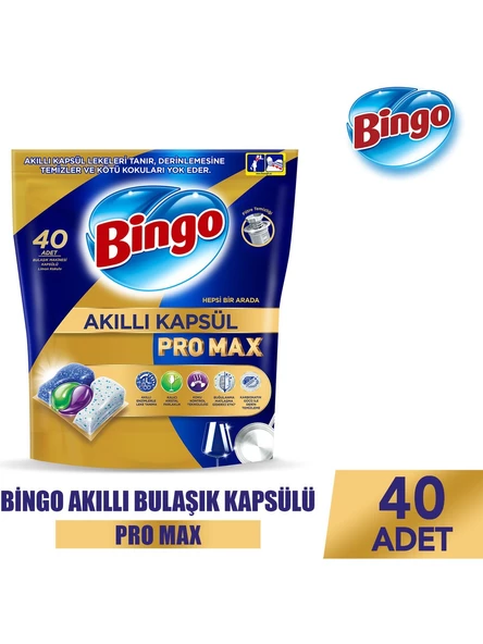 Bingo Akıllı Kapsül Pro Max Bulaşık Makinesi Deterjanı Tableti 40'lı