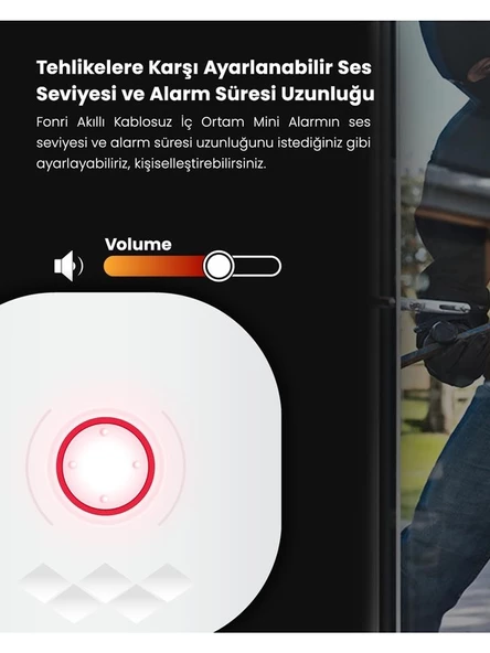 Fonri Akıllı Pratik Alarm Seti; Akıllı Alarm, 5 Adet Akıllı Kapı Pencere Sensörü, Kumanda, Yüksek Sesli - 3