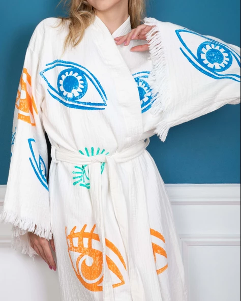Bornoz ,Plaj Kıyafeti,Kimono , Kaftan ,Sabahlık &   Büyük Renkli Gözler - 4