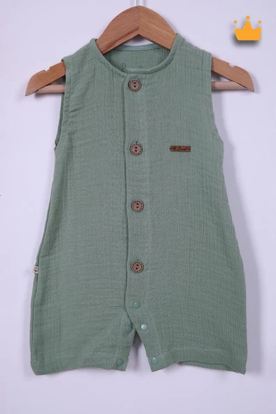 Begi %100 Pamuk Müslin Kız Erkek Bebek Geniş Askılı Çıtçıtlı Tulum 22405 - 8