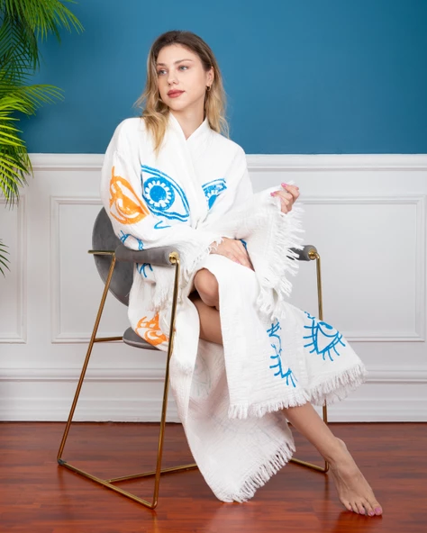 Bornoz ,Plaj Kıyafeti,Kimono , Kaftan ,Sabahlık &   Büyük Renkli Gözler - 8