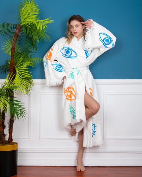 Bornoz ,Plaj Kıyafeti,Kimono , Kaftan ,Sabahlık &   Büyük Renkli Gözler - 7