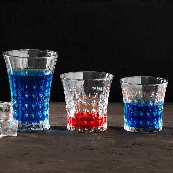 Porsima 234 12'li Cam Bardak Seti - Su, Kahve, Meşrubat Bardağı - Su, Bardak Takımı 200ml - 260ml - 365ml - 4