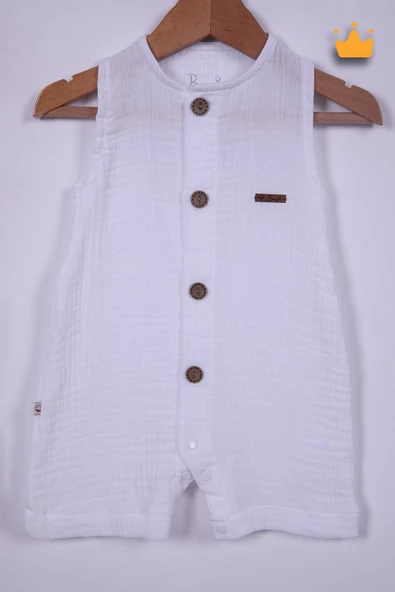 Begi %100 Pamuk Müslin Kız Erkek Bebek Geniş Askılı Çıtçıtlı Tulum 22405 - 6