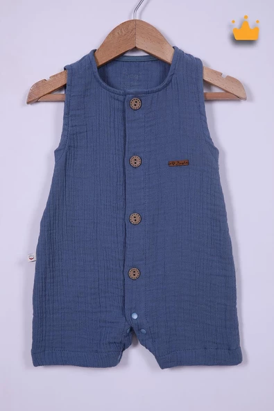 Begi %100 Pamuk Müslin Kız Erkek Bebek Geniş Askılı Çıtçıtlı Tulum 22405 - 7